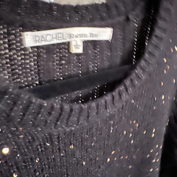 Rachel Roy Size 4 Black Knit and Gold Sequin Sweater - Picture 2 of 3